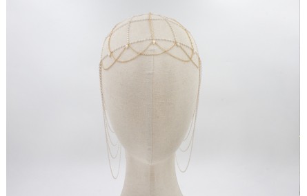 Casquete con cadena micro perlas, cadena eslabón d