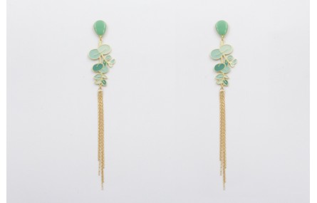 Pendientes perno gota esmaltado turquesa con colga