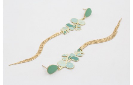 Pendientes perno gota esmaltado turquesa con colga