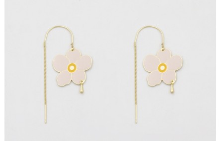 Pendientes curva con cordón dorado mate con colgan