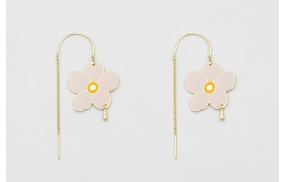 Pendientes curva con cordón dorado mate con colgan