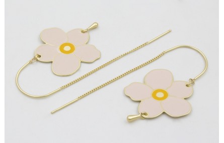 Pendientes curva con cordón dorado mate con colgan