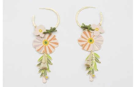 Pendientes aro labrado dorado mate con lagarto ver