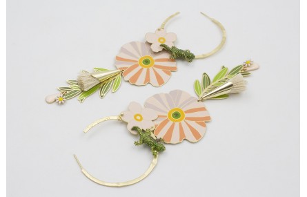 Pendientes aro labrado dorado mate con lagarto ver