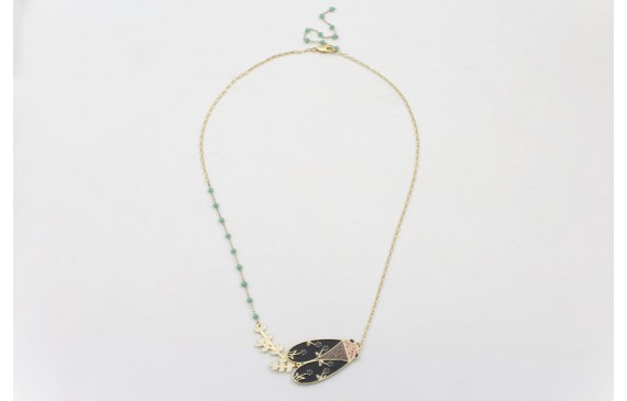 Collar cadena eslabón ovalado dorado mate y cadena