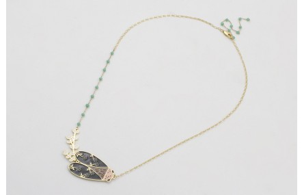 Collar cadena eslabón ovalado dorado mate y cadena