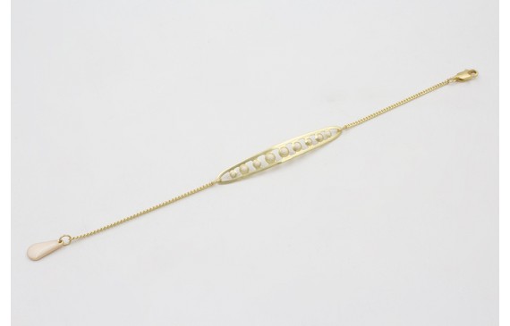 Pulsera cadena eslabón plano dorado mate con vaina