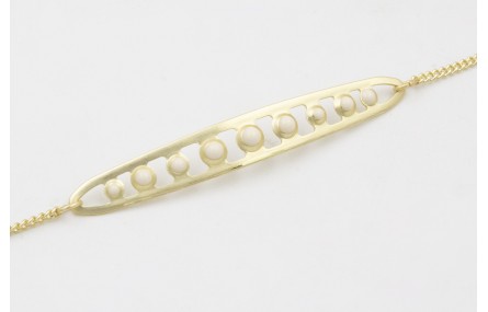 Pulsera cadena eslabón plano dorado mate con vaina