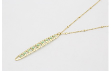 Collar cadena micro bola dorada mate con colgante 