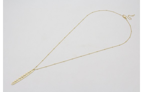 Collar cadena micro bola dorada mate con colgante 