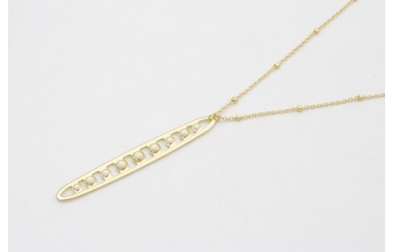 Collar cadena micro bola dorada mate con colgante 