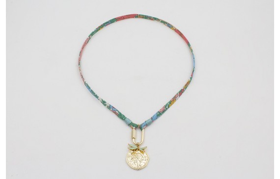 Collar acero inoxidable de lazo liberty flores azu