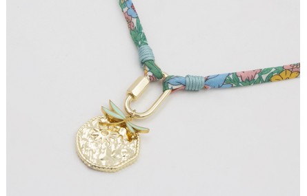 Collar acero inoxidable de lazo liberty flores azu