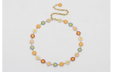 Collar acero inoxidable cadena de margaritas esmal