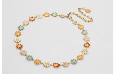 Collar acero inoxidable cadena de margaritas esmal