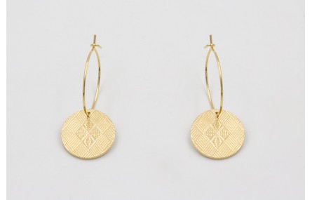 Pendientes ORO 18K-3 micras aro con chapas estriad