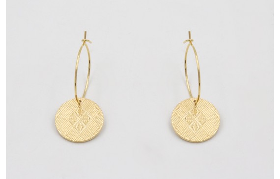 Pendientes ORO 18K-3 micras aro con chapas estriad