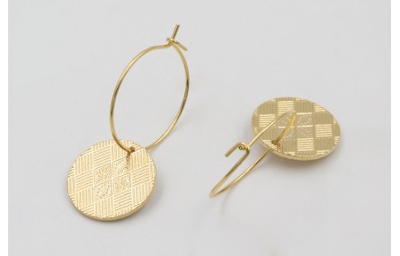 Pendientes ORO 18K-3 micras aro con chapas estriad