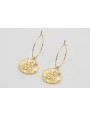 Pendientes ORO 18K-3 micras aro con medalla cangre