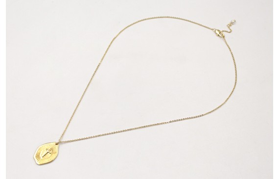 Collar ORO18k-3 micras cadena eslabón pequeño con 