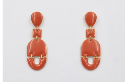 Pendientes de gota con cuadrado, semi ovalo,herrad