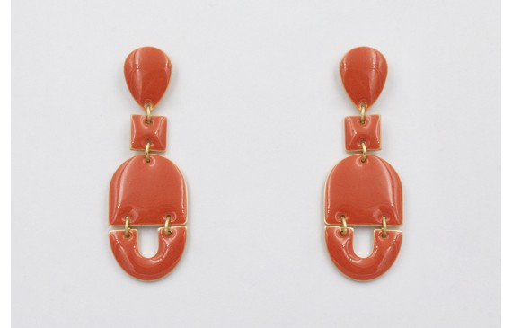 Pendientes de gota con cuadrado, semi ovalo,herrad