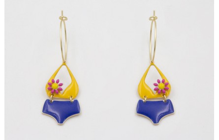 Pendientes aro mediano dorado mate con bikini esma