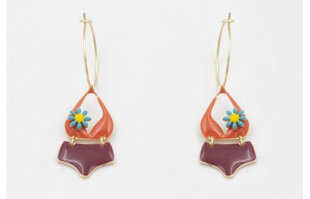 Pendientes aro mediano dorado mate con bikini esma