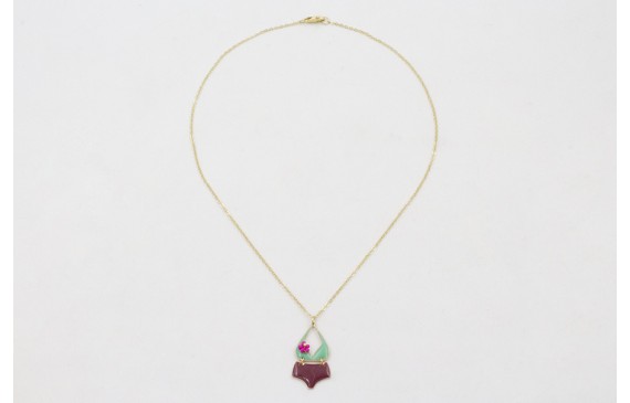 Collar cadena eslabón pequeño dorado mate con biki