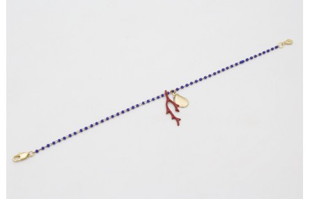 Pulsera cadena miyuki azulona con colgante concha 