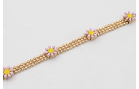 Pulsera cadena facetadas triple dorado mate con ma