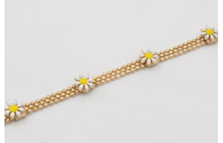 Pulsera cadena facetadas triple dorado mate con ma