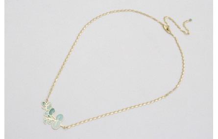 Collar cadena eslavón ovalado dorado mate con colg