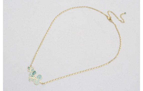 Collar cadena eslavón ovalado dorado mate con colg