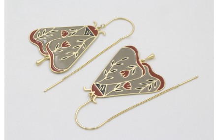 PENDIENTES CURVA CON CORDÓN DORADO MATE CON COLGAN