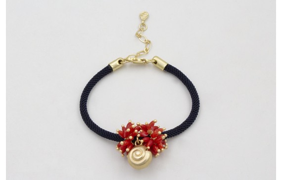 Pulsera de cordón trenzado azul marino con burruño