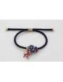 Pulsera de cordón trenzado azul marino con aritos 