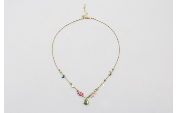 Collar hilo micro driza azul,amarillo,rojo y dorad