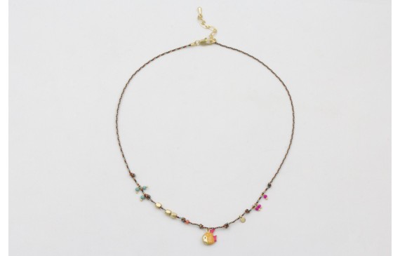 Collar hilo micro driza azul,rojo y dorado con nud