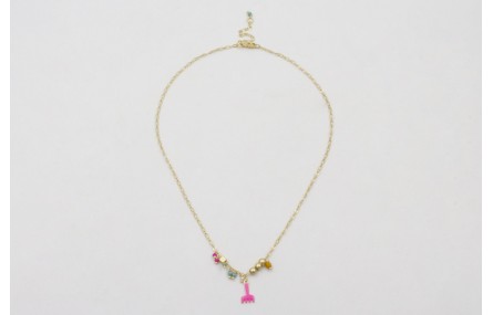 Collar cadena eslabón ovalado dorado mate con colg