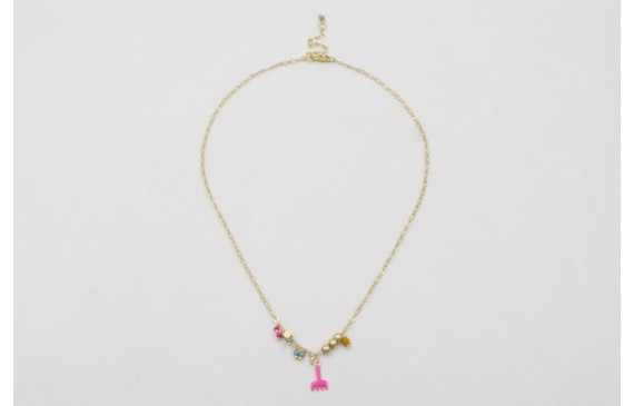 Collar cadena eslabón ovalado dorado mate con colg