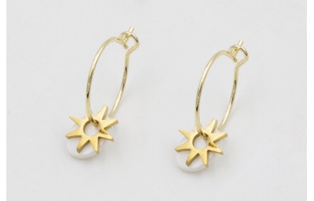 Pendientes acero inoxidable aro pequeño con estrel