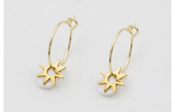Pendientes acero inoxidable aro pequeño con estrel