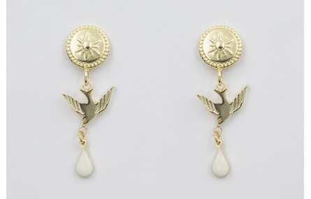 Pendientes acero inoxidable perno disco sol con pa