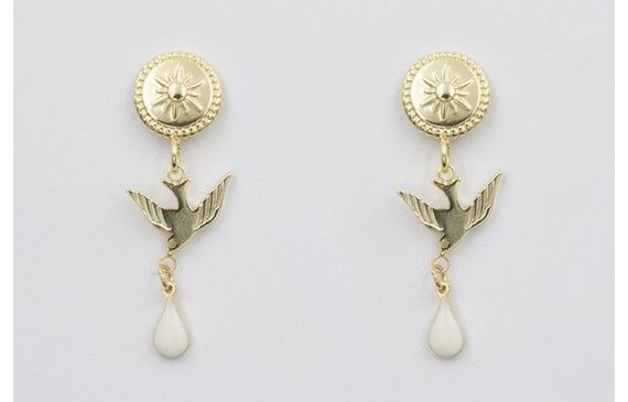 Pendientes acero inoxidable perno disco sol con pa