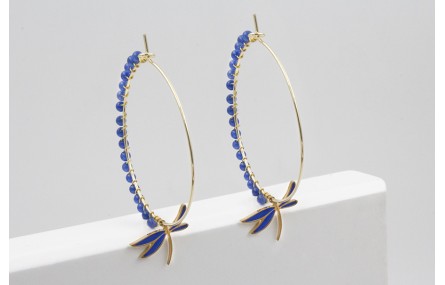 Pendientes acero inoxidable aro grande con libelul