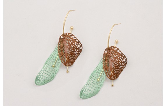 Pendientes aro con bolita dorado mate colgantes al