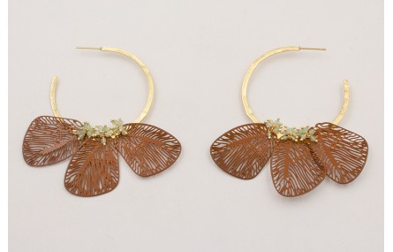 Pendientes aro plano dorado mate con alas redondea