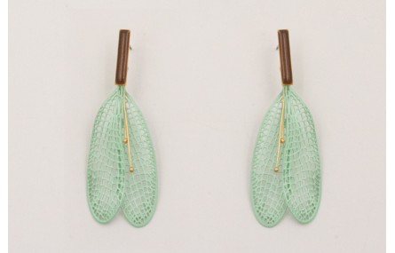 Pendiente listón esmalte marrón colgantes alas lib