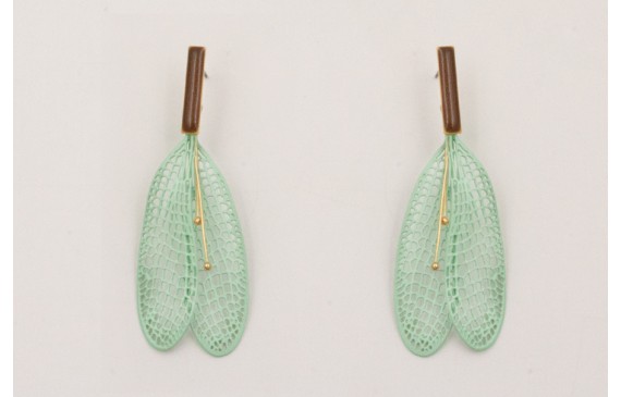 Pendiente listón esmalte marrón colgantes alas lib